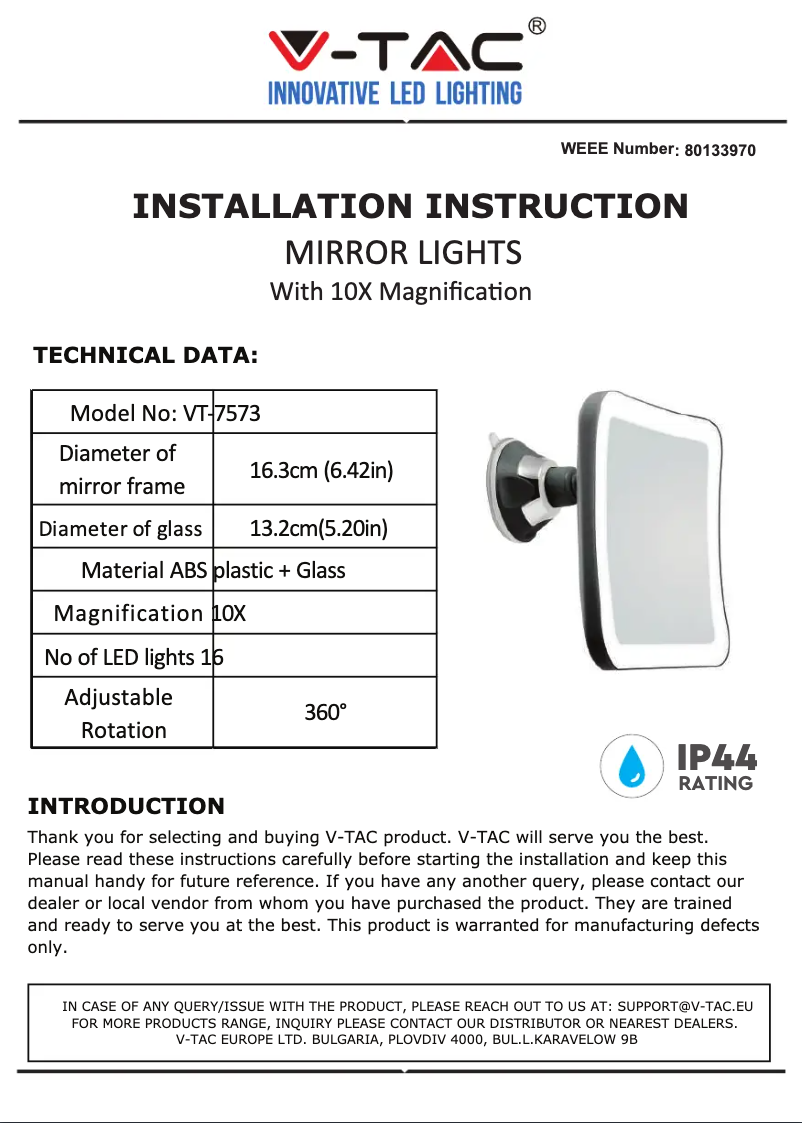 Página 1 del manual Manual de usuario V-TAC VT-7573