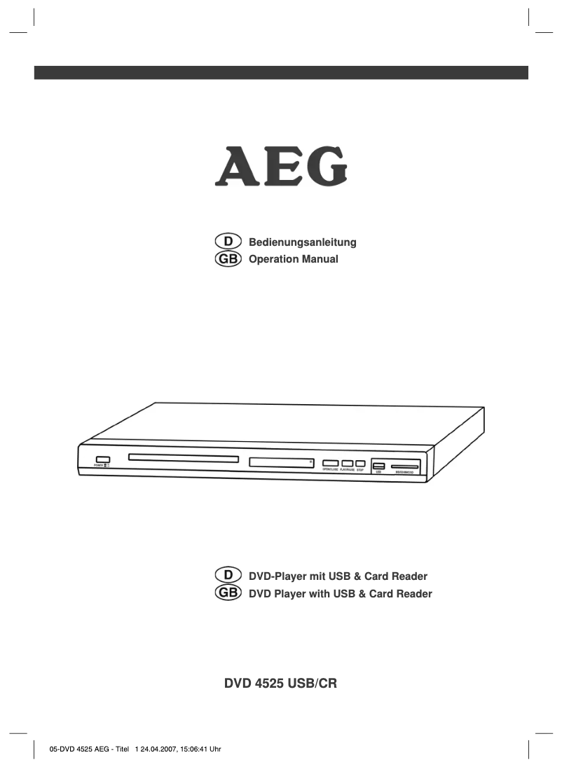 Página 1 del manual Manual de usuario AEG DVD 4525 CR