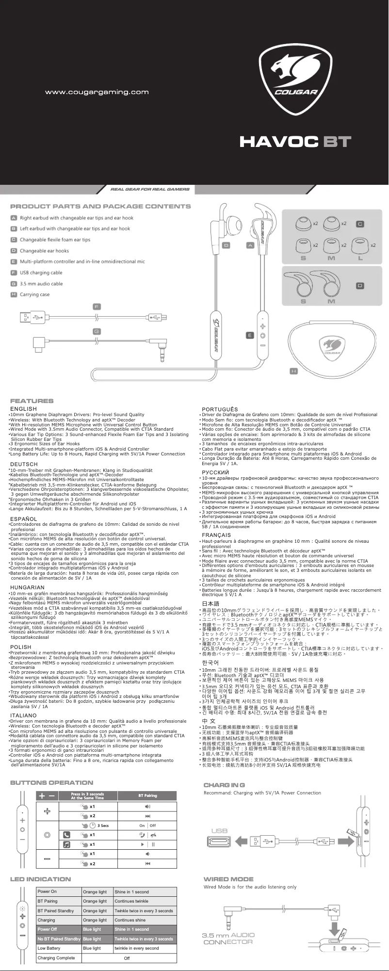 Imagen de la primera página del manual del dispositivo Havoc BT
