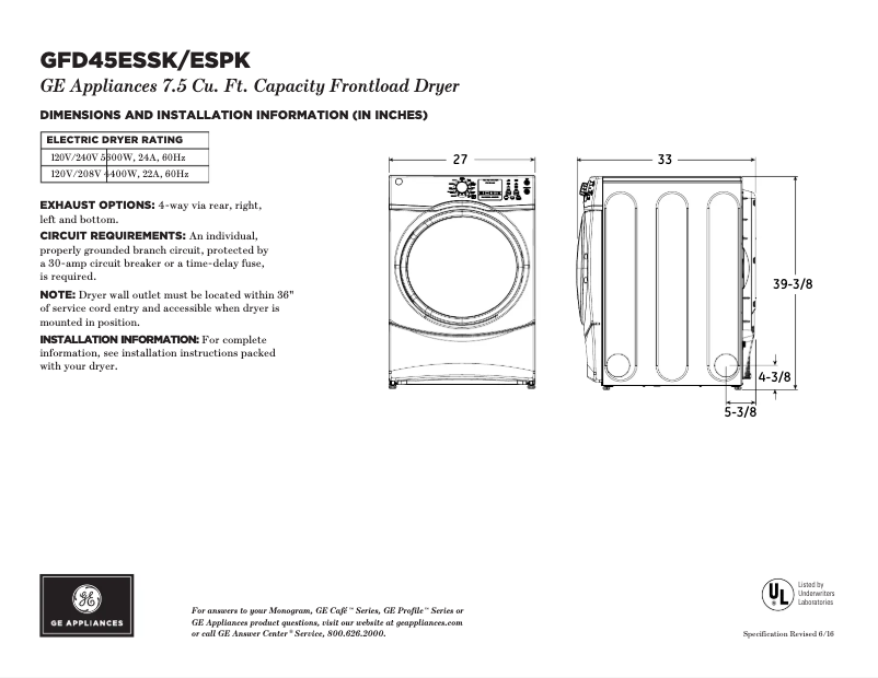 Imagen de la primera página del manual del dispositivo GFD45ESPKDG