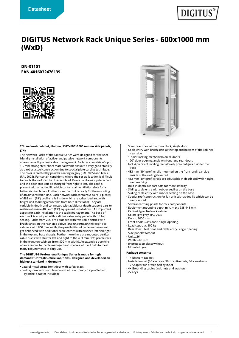 Página nº 1 - Ficha técnica Digitus DN-31101