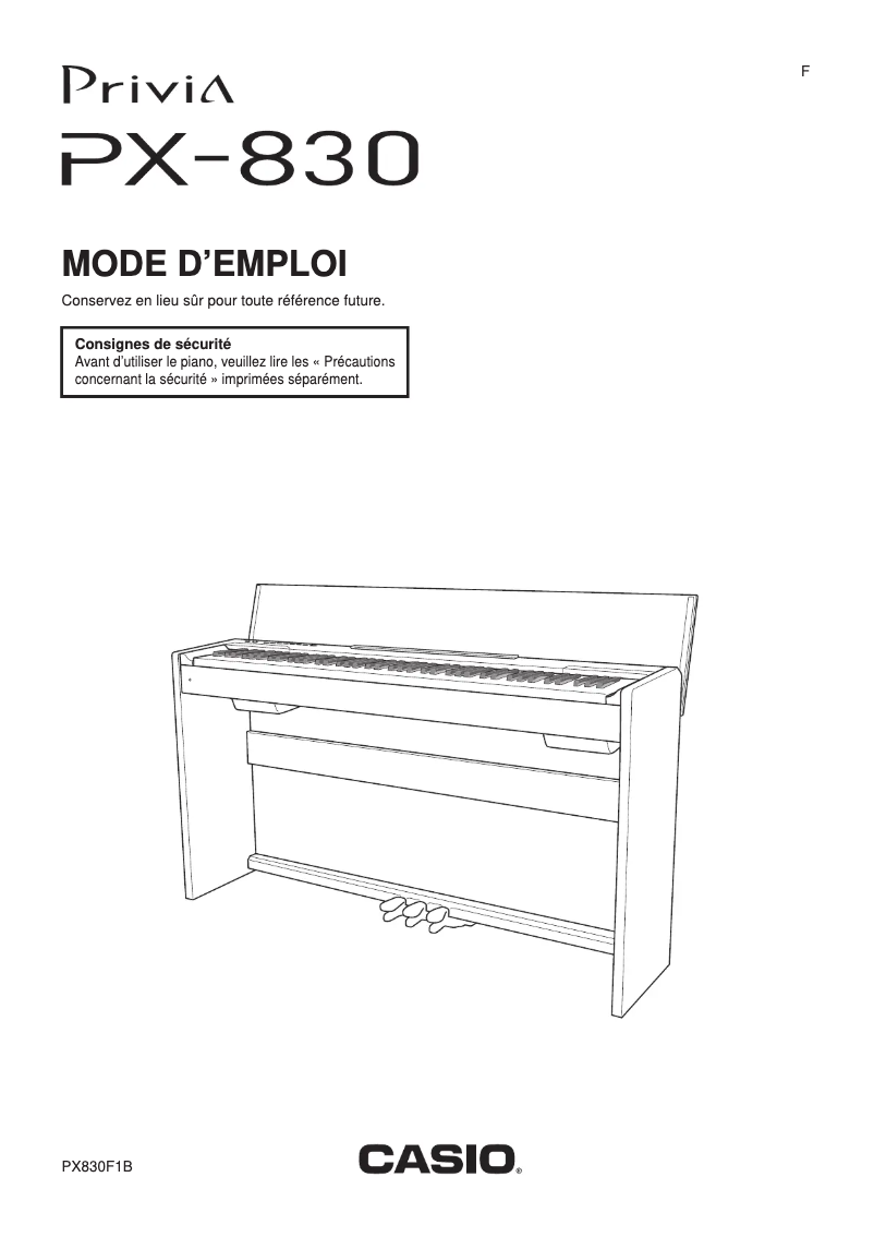 Imagen de la primera página del manual del dispositivo PX-830