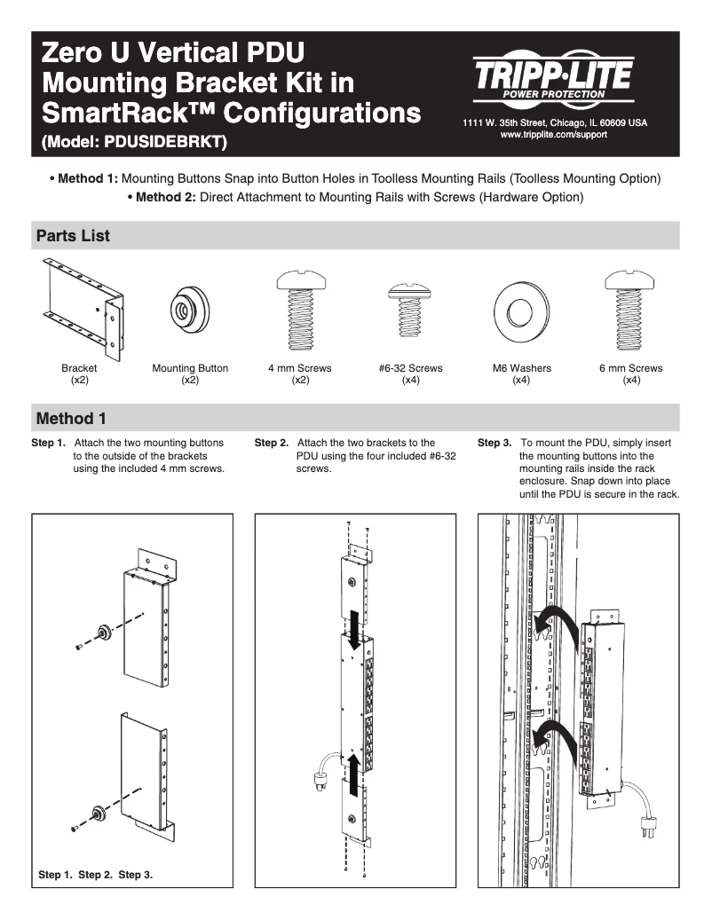 Imagen de la primera página del manual del dispositivo PDUSIDEBRKT
