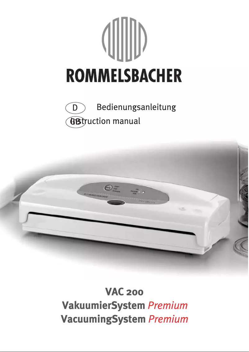 Página nº 1 - Manual de usuario Rommelsbacher Premium VAC200