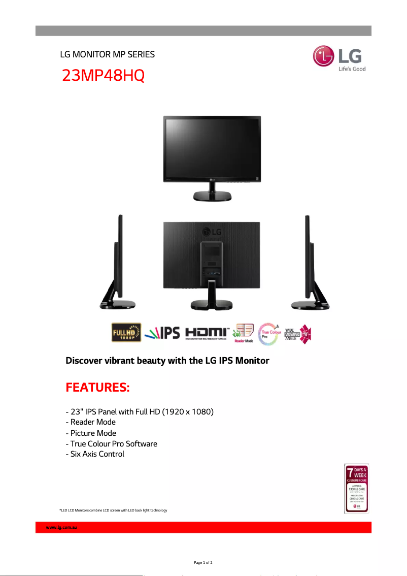 Imagen de la primera página del manual del dispositivo 23MP48HQ