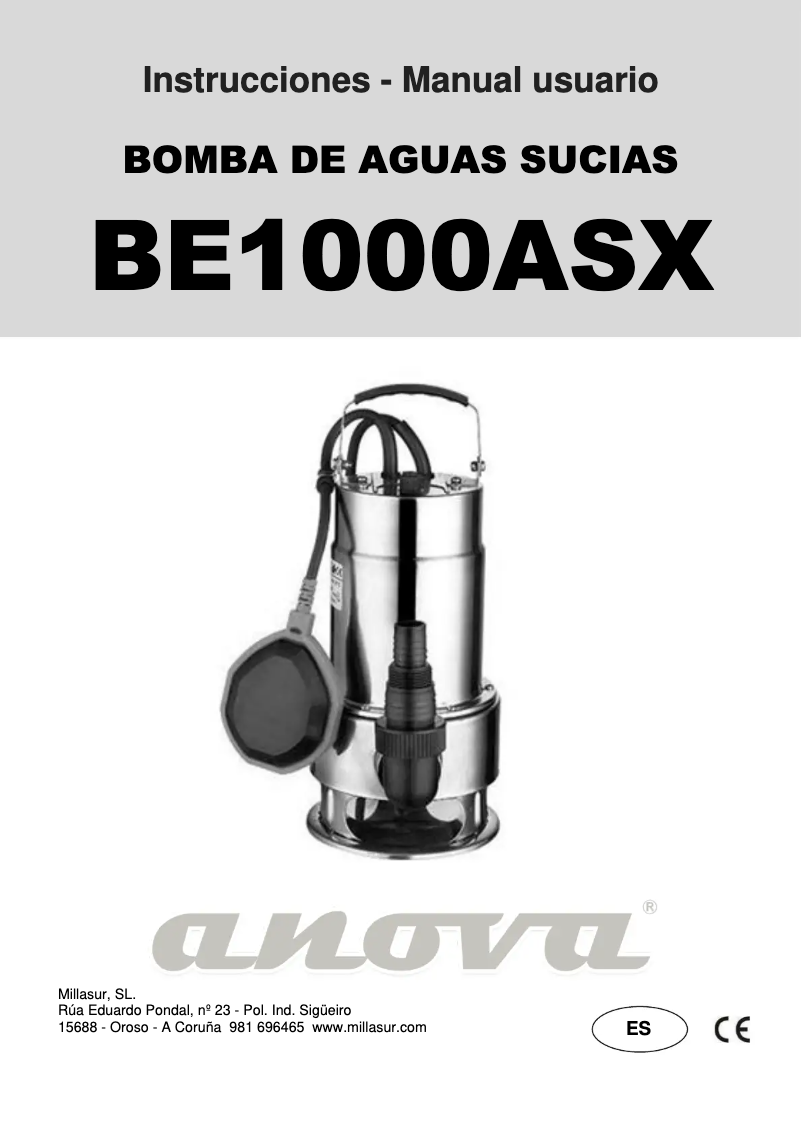 Imagen de la primera página del manual del dispositivo BE1000ASX