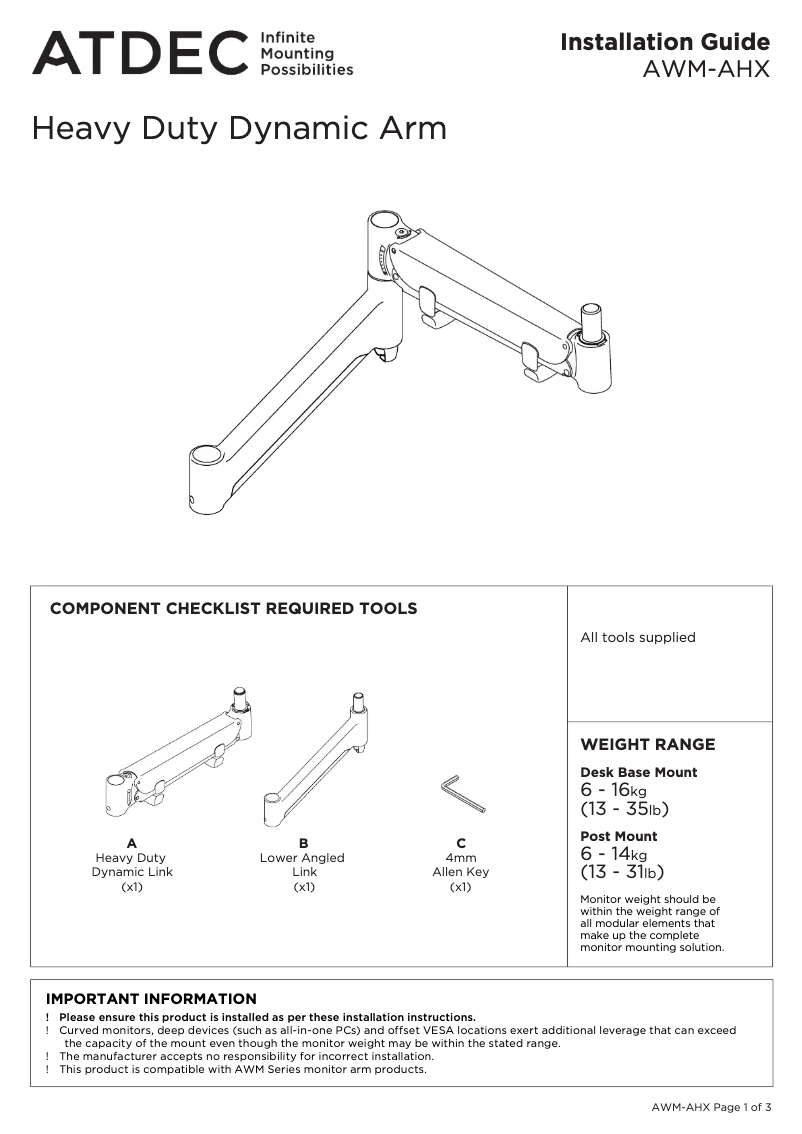 Imagen de la primera página del manual del dispositivo AWM-AHX-S