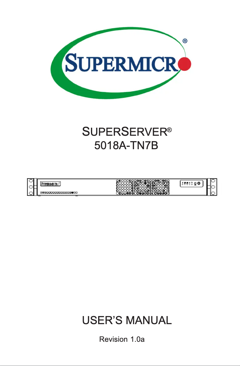 Imagen de la primera página del manual del dispositivo SuperServer 5018A-TN7B