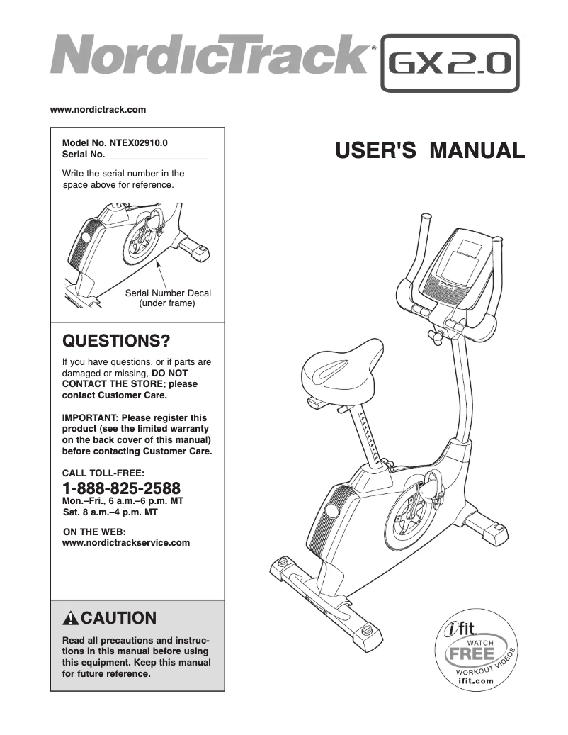 Página nº 1 - Manual de usuario NordicTrack GX 2.0