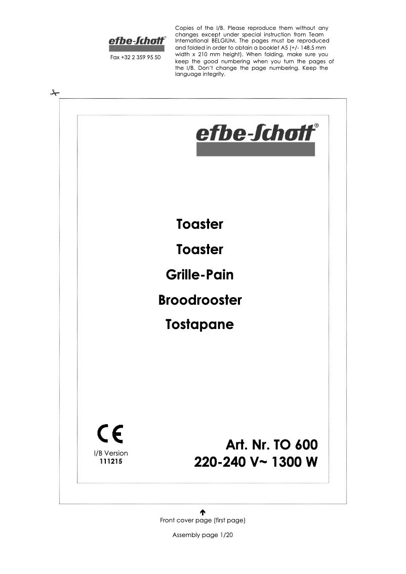 Imagen de la primera página del manual del dispositivo TO 600