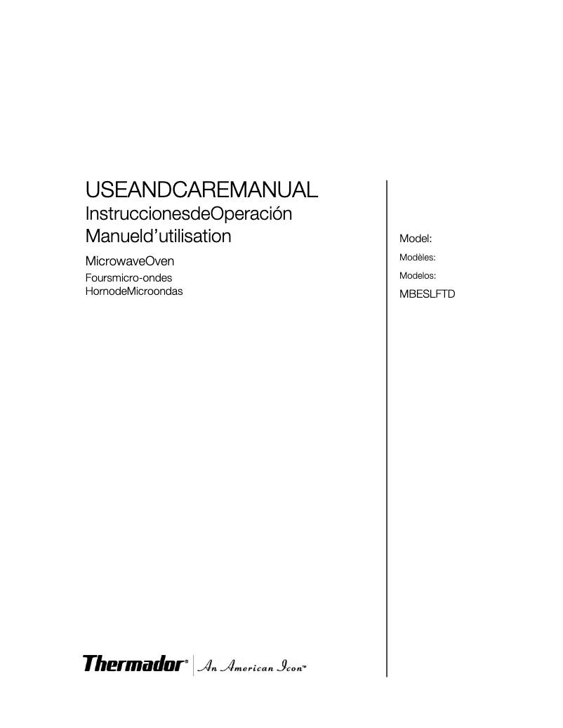 Página 1 del manual Manual de usuario Thermador MBESLFTD