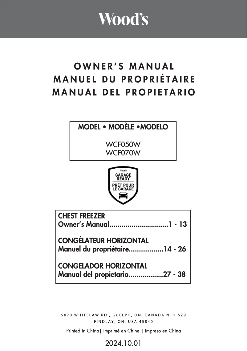 Imagen de la primera página del manual del dispositivo WCF070W