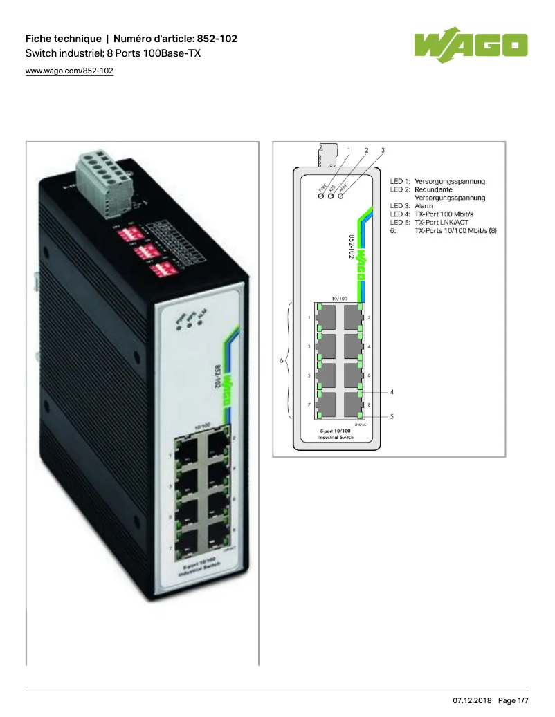 Imagen de la primera página del manual del dispositivo 852-102