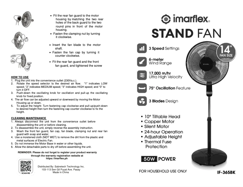 Imagen de la primera página del manual del dispositivo IF-365BK