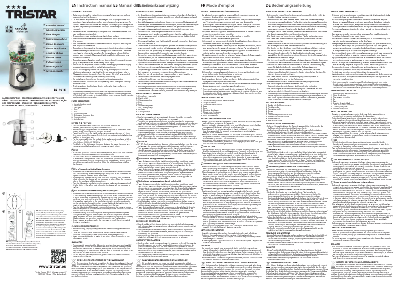 Página nº 1 - Manual de usuario TriStar BL-4015