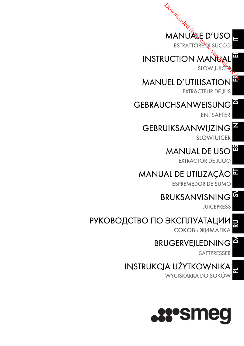 Página 1 del manual Manual de usuario Smeg SJF01