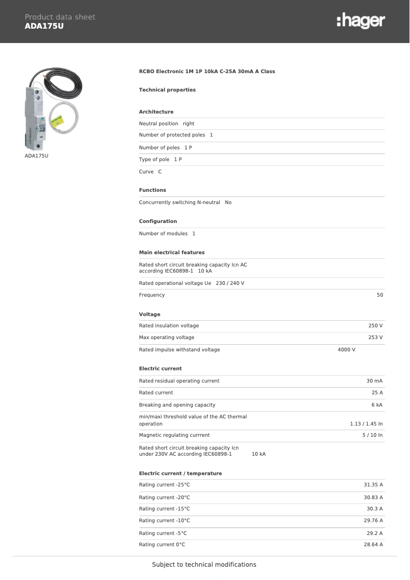 Imagen de la primera página del manual del dispositivo ADA175U