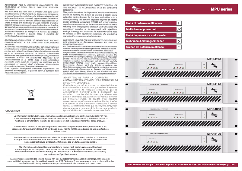 Página 1 del manual Manual de usuario FBT MPU 4060
