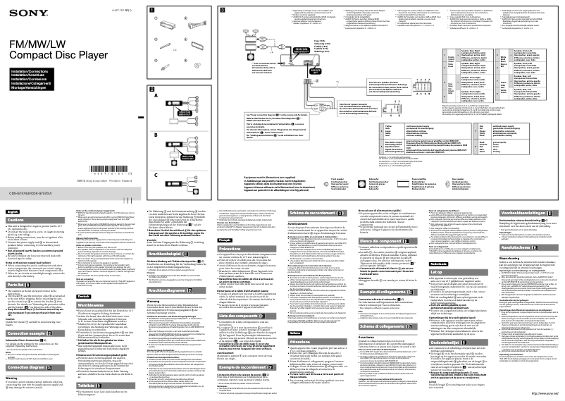Página nº 1 - Guía de instalación Sony CDX-GT570UI