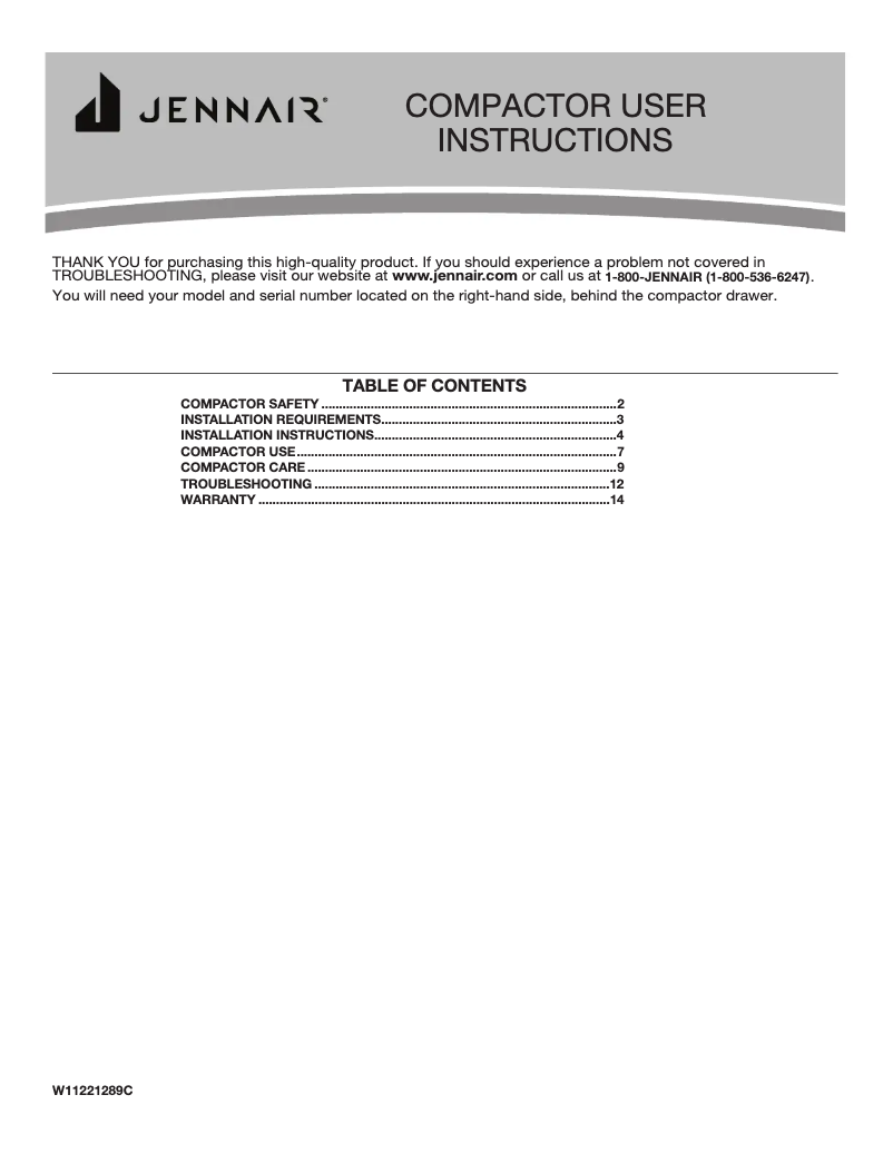 Página 1 del manual Manual de usuario JennAir TC707S