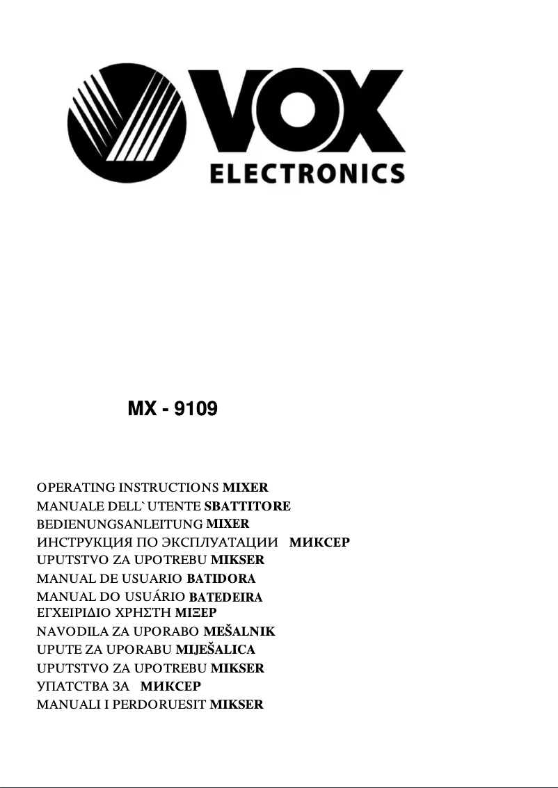 Imagen de la primera página del manual del dispositivo MX9109