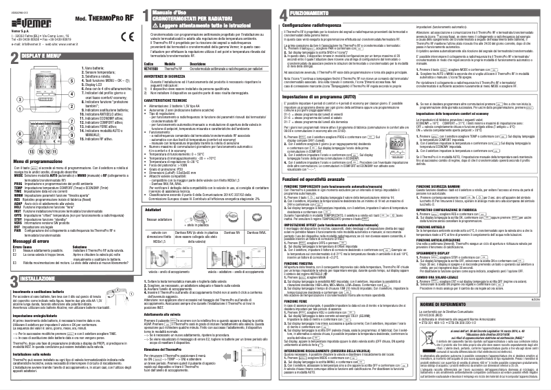 Página 1 del manual Manual de usuario Vemer ThermoPro RF