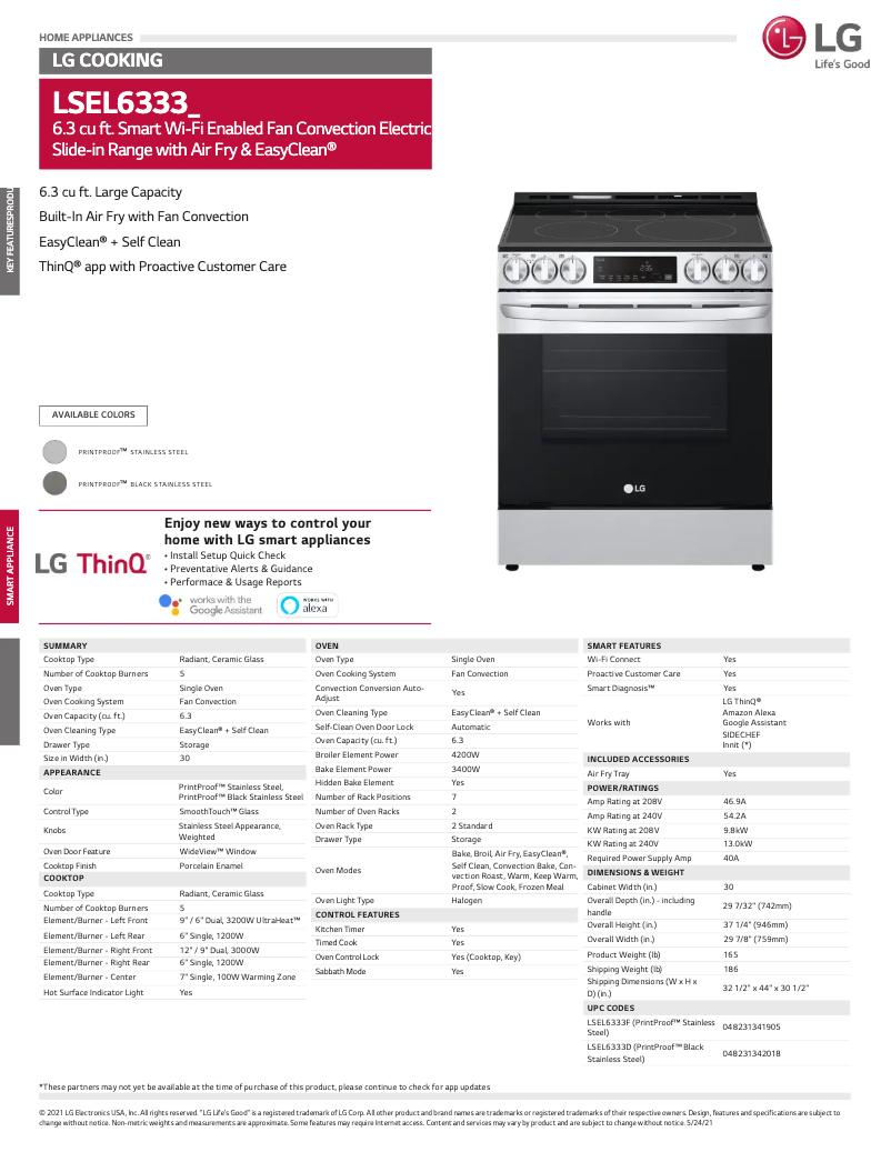 Página nº 1 - Ficha técnica LG LSEL6333F