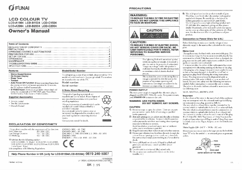 Imagen de la primera página del manual del dispositivo LCD-B1504