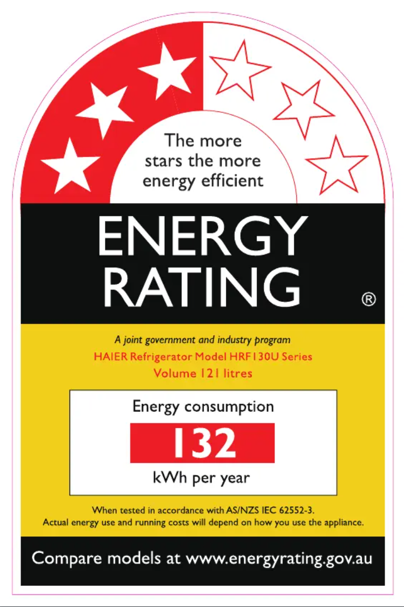 Página 1 del manual Etiqueta energética Haier HRF130UW