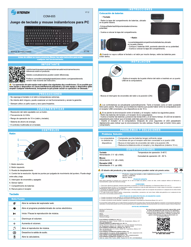 Imagen de la primera página del manual del dispositivo COM-655