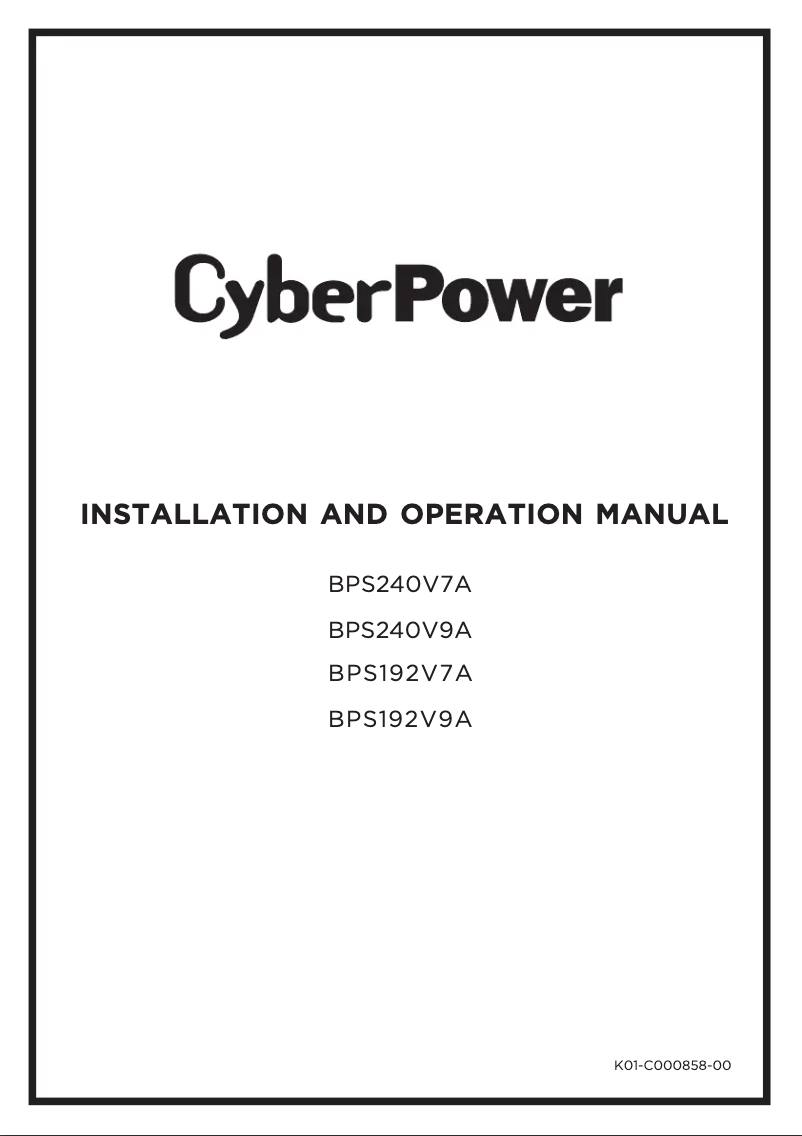 Imagen de la primera página del manual del dispositivo BPS240V9A