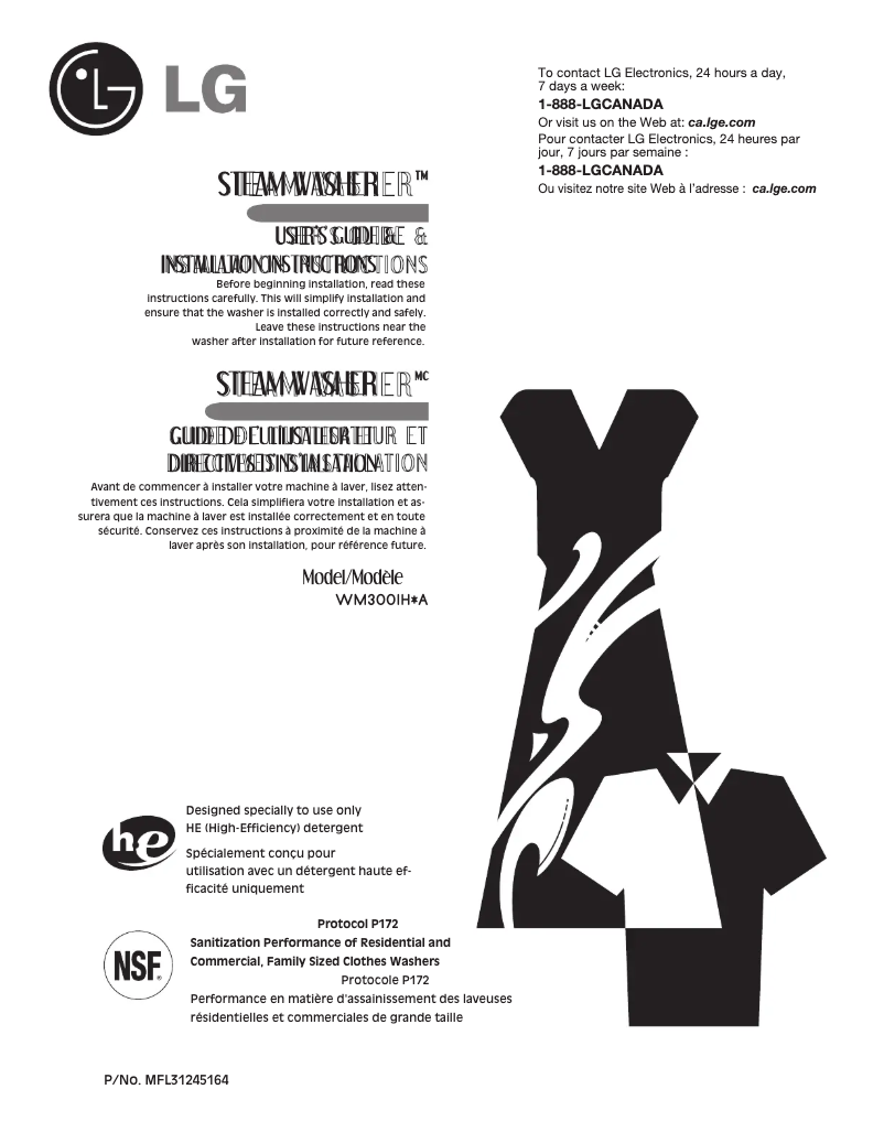 Imagen de la primera página del manual del dispositivo WM3001HPA