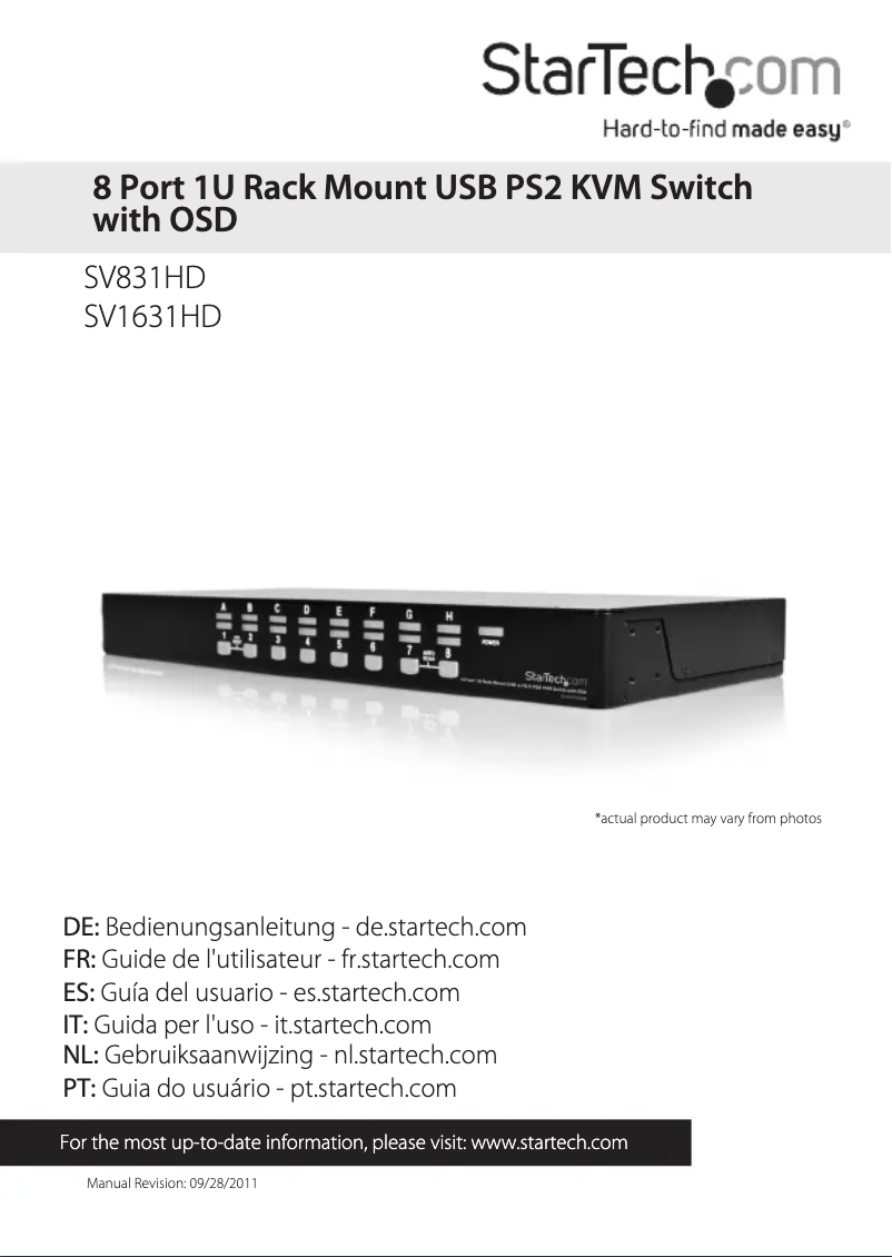 Imagen de la primera página del manual del dispositivo SV831HD