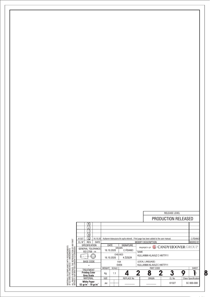 Imagen de la primera página del manual del dispositivo FCE613X/E