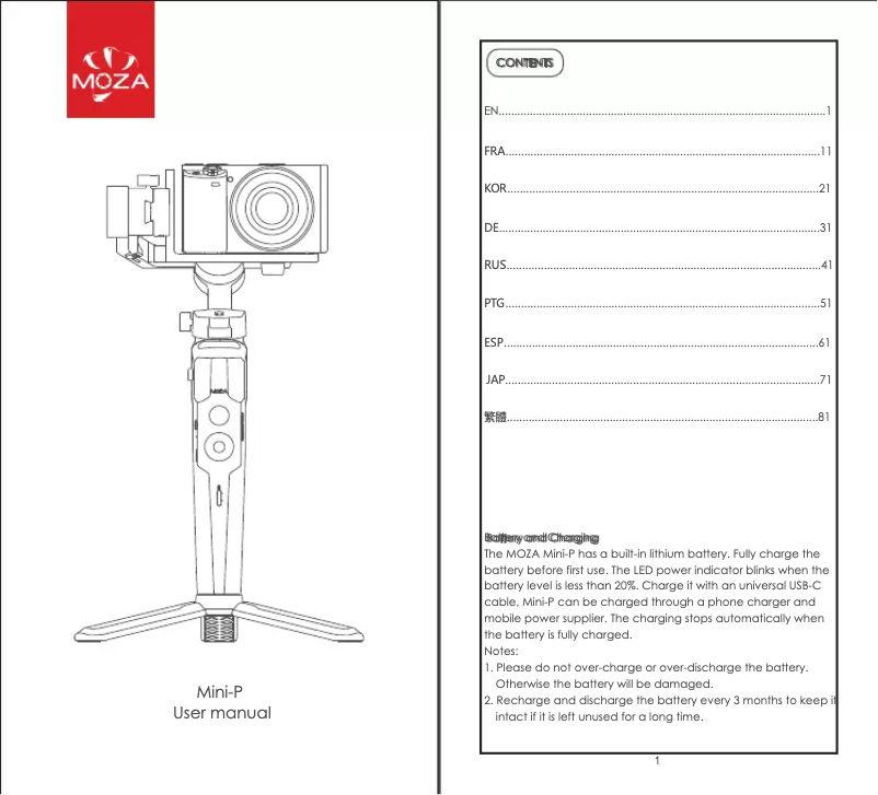 Imagen de la primera página del manual del dispositivo Mini-P