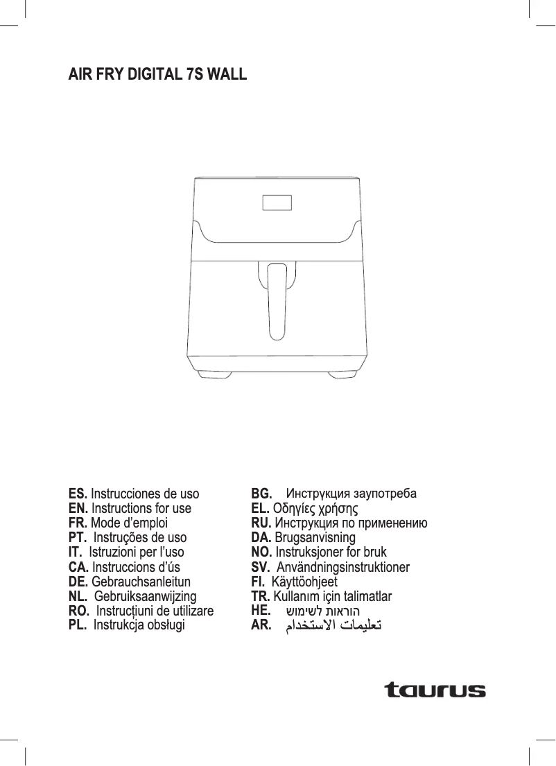 Página 1 del manual Manual de usuario Taurus Air Fry Digital 7S Wall