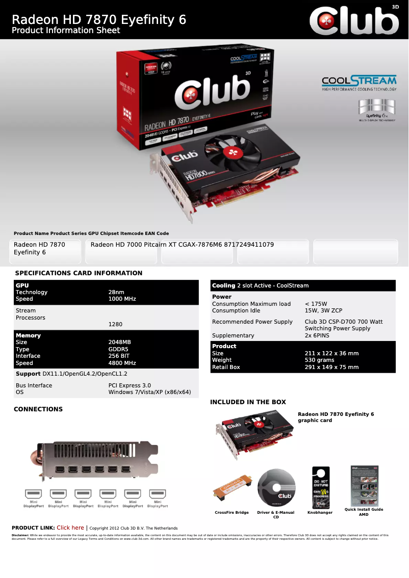 Imagen de la primera página del manual del dispositivo Radeon HD 7870 Eyefinity 6