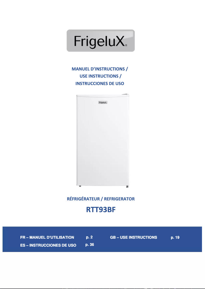 Imagen de la primera página del manual del dispositivo RTT93BF