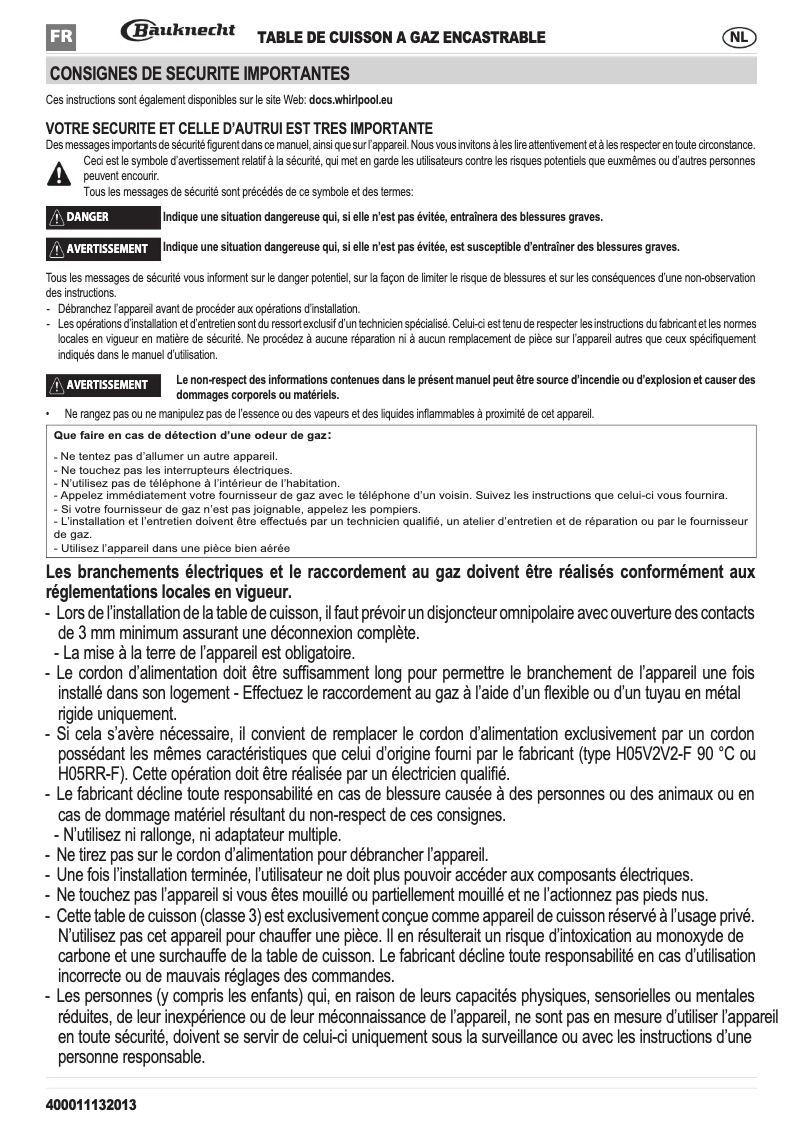 Página 1 del manual Manual de usuario Bauknecht TGV 6955 SW