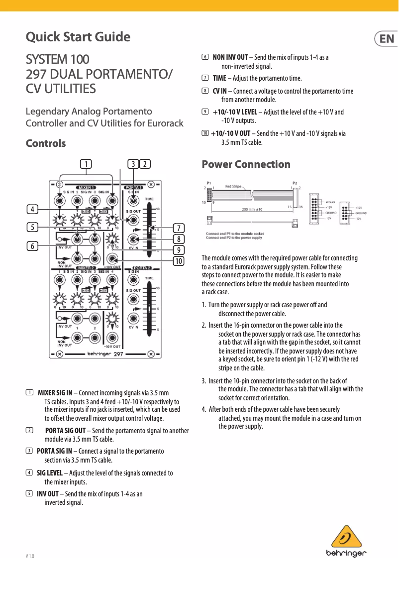 Imagen de la primera página del manual del dispositivo 297 Dual Portamento/CV Utilities