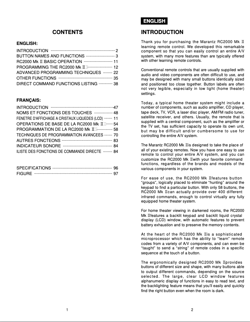 Imagen de la primera página del manual del dispositivo RC2000MKII