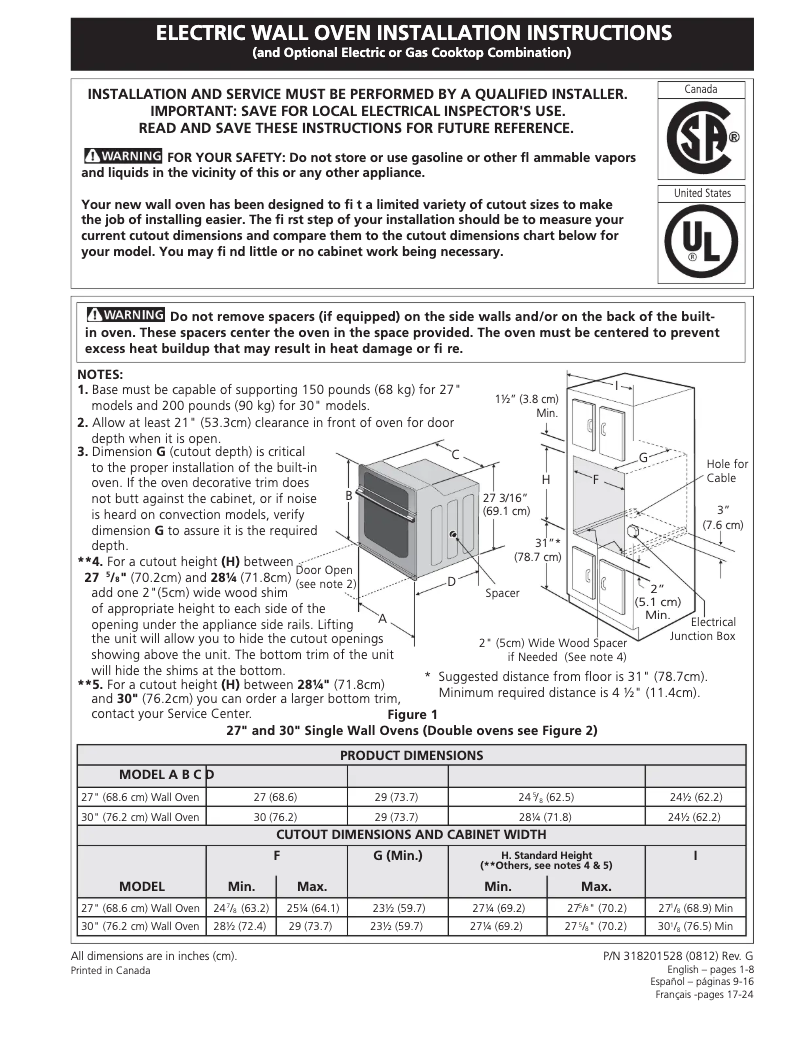 Página 1 del manual Guía de instalación Electrolux EI27EW35KB