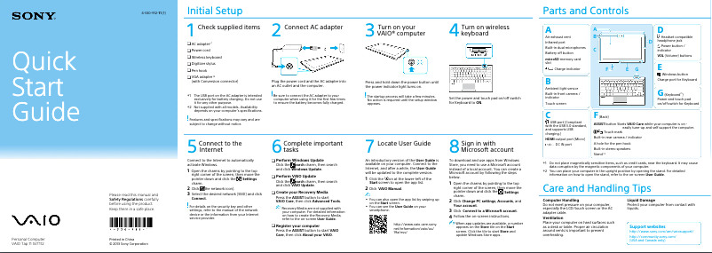 Imagen de la primera página del manual del dispositivo Vaio Tab 11 SVT11225CDB
