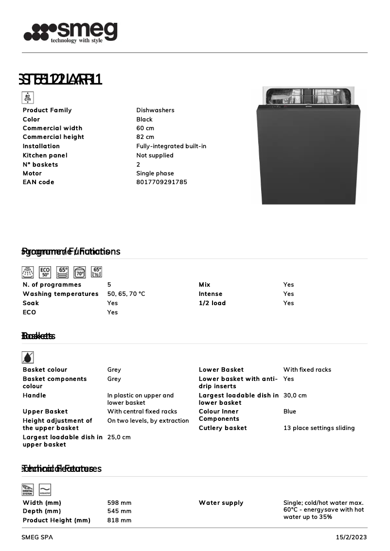 Página 1 del manual Folleto Smeg ST512LAR1