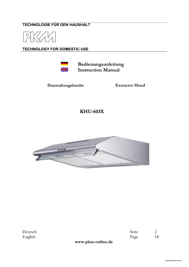 Imagen de la primera página del manual del dispositivo KHU-603X