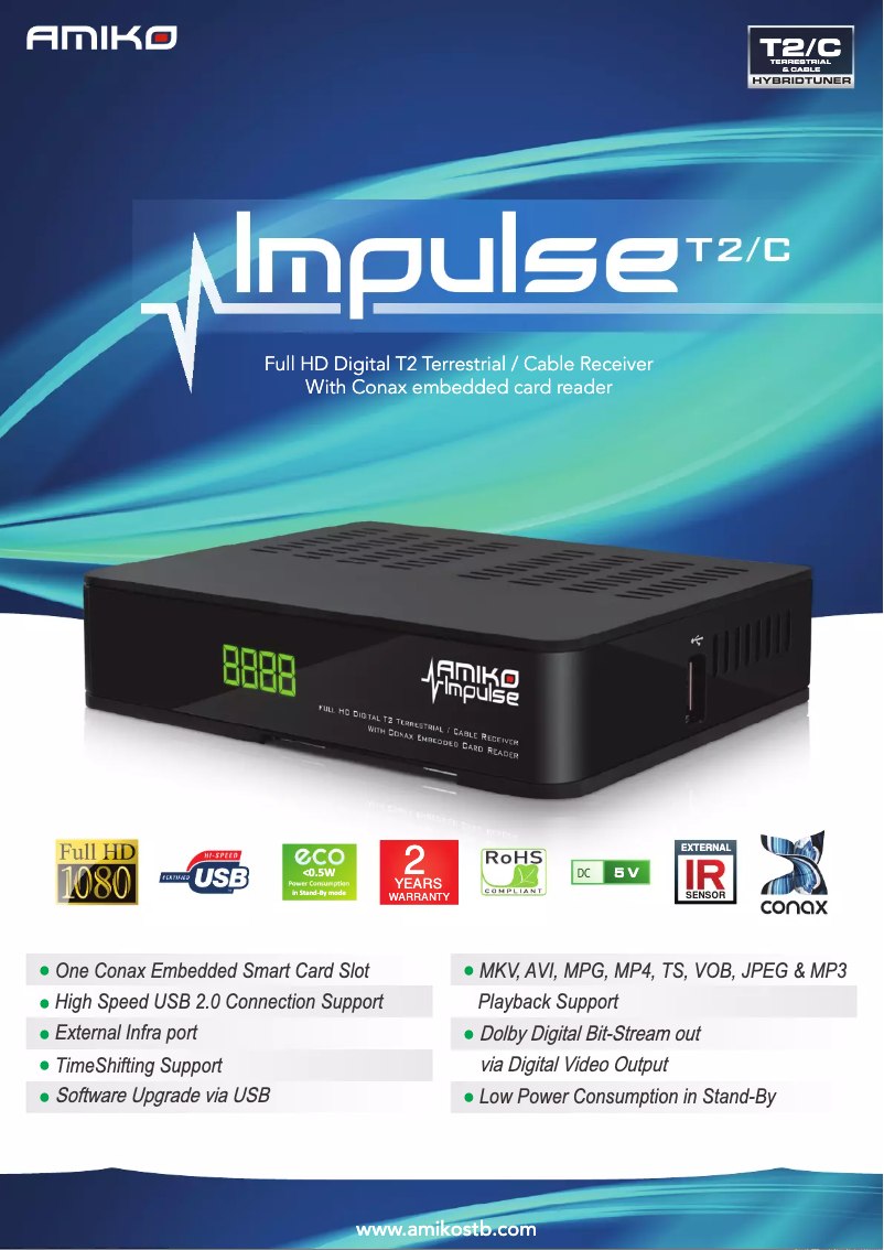 Página 1 del manual Manual de usuario Amiko Impulse T2/C