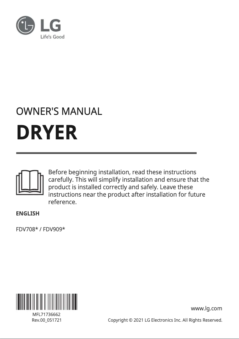 Página 1 del manual Manual de usuario LG FDV708W