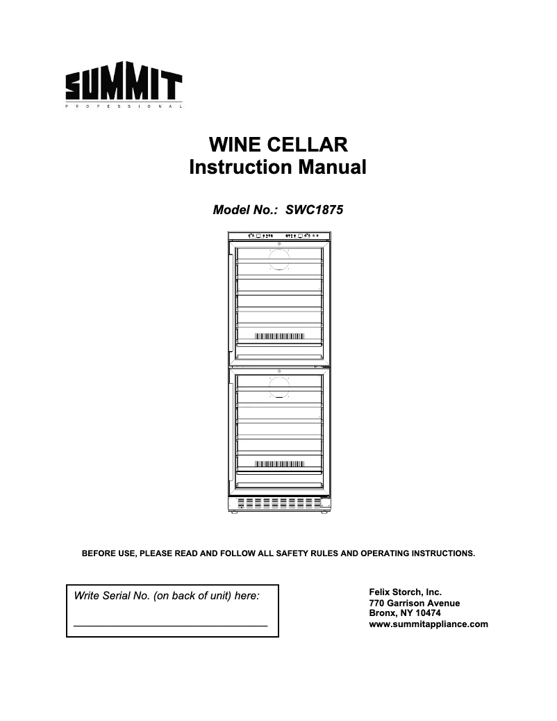 Imagen de la primera página del manual del dispositivo SWC1875