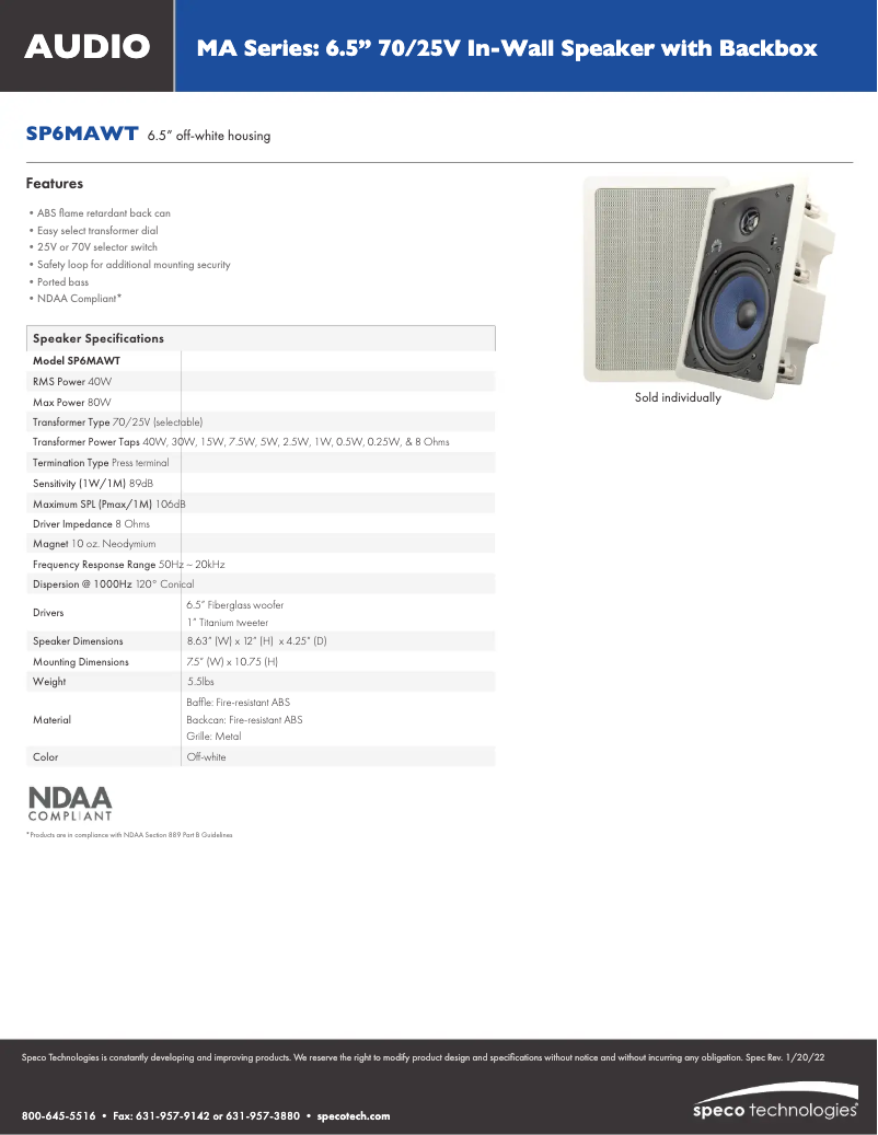 Imagen de la primera página del manual del dispositivo SP6MAWT