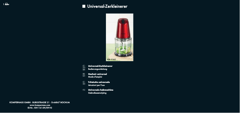 Página 1 del manual Manual de usuario SilverCrest KH 1161